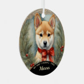 Shiba Inu Chiot Premier Ornement de Noël (Avant droite)