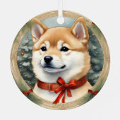 Shiba Inu Chiot Premier Ornement de Noël (Verso)