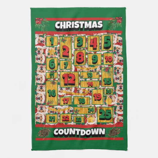 Shiba Inu Counting-down Kerstmis Advent Calendar D Theedoek (Verticaal)