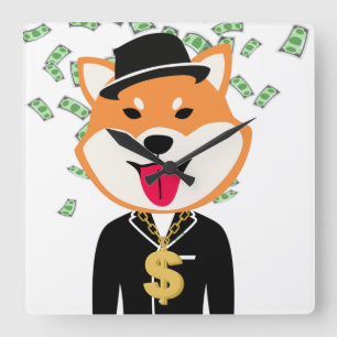 Shiba Inu Crypto Millionaire Square Wall klok