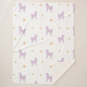 Shiba Inu-deken – Minimaal Lavendel Cadeau Sherpa Deken