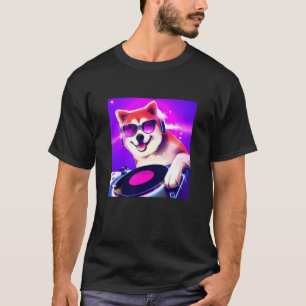 Shiba Inu DJ Party Club Disk Jockey Gif EDM Dance T-shirt
