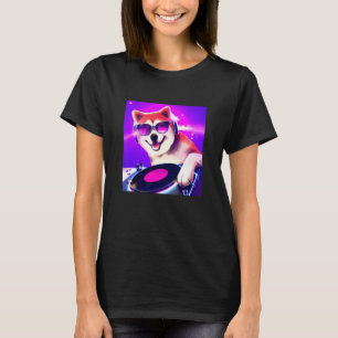 Shiba Inu DJ Party Club Disk Jockey Gif EDM Dance T-shirt