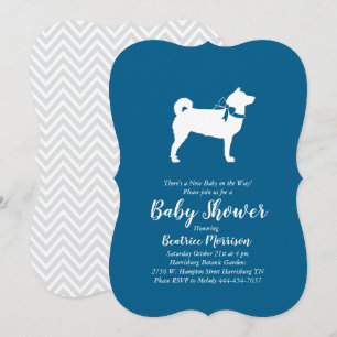 Shiba Inu Dog Baby shower Boy Blue Kaart