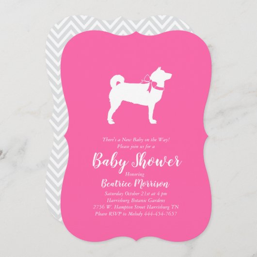 Shiba Inu Dog Baby shower Girl Pink Kaart (Voorkant / Achterkant)