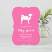 Shiba Inu Dog Baby shower Girl Pink Kaart (Staand voorkant)