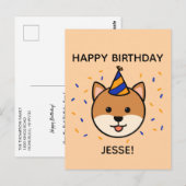 Shiba Inu Dog | Blauwe en Oranje geboorte-groet Briefkaart (Voorkant / Achterkant)