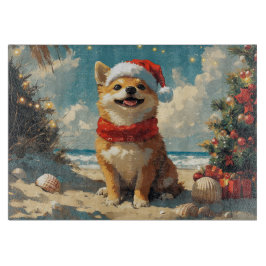 Shiba Inu Dog Christmas  Beach Snijplank