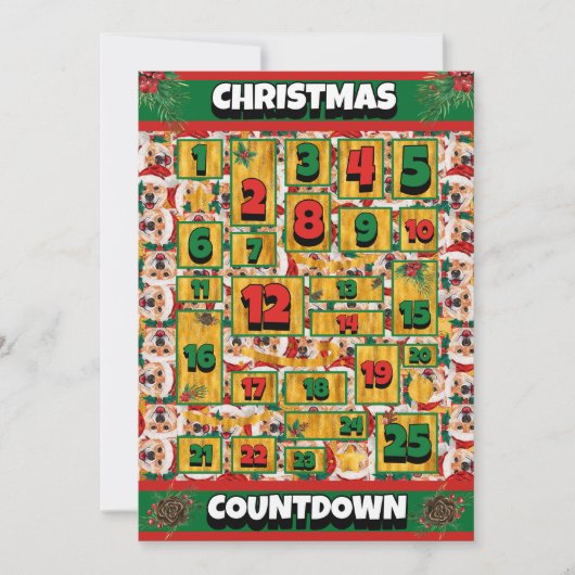 Shiba Inu Dog Counting Kerstmis Advent Calendar Feestdagenkaart (Voorkant)