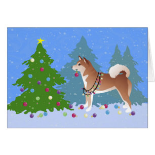 Shiba Inu Dog Decorate kerstboomkaart