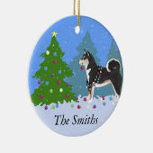 Shiba Inu Dog Decorting Kerstboom Keramisch Ornament (Rechts)