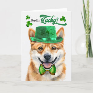 Shiba Inu Dog Feelin' Lucky St Patrick's Day Feestdagen Kaart