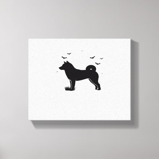 Shiba Inu Dog - Halloween Moon Silhouette Oversize Canvas Afdruk (Voorkant)