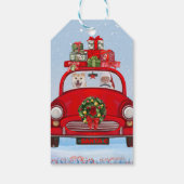 Shiba Inu Dog in auto met kerstman Cadeaulabel (Achterkant)