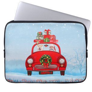 Shiba Inu Dog in auto met kerstman Laptop Sleeve