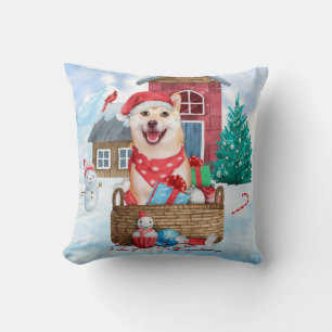 Shiba Inu Dog in sneeuwkersthondenhuis Kussen
