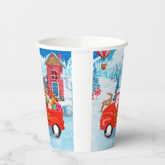 Shiba Inu Dog-kerstcadeau Snow Papieren Bekers (Links)