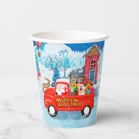 Shiba Inu Dog-kerstcadeau Snow Papieren Bekers (Voorkant)
