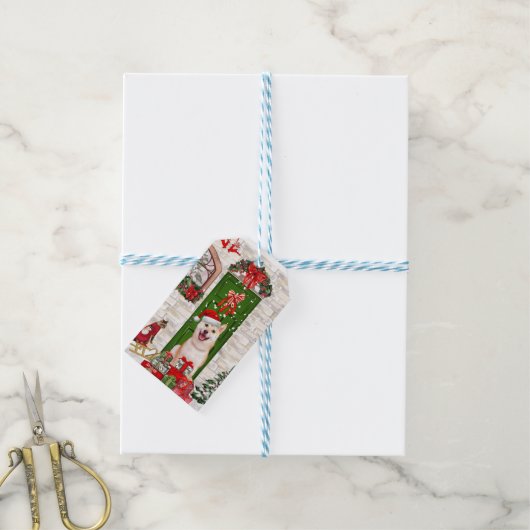 Shiba Inu Dog Kerstmis Cadeaulabel (Met Touw)
