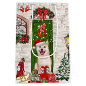 Shiba Inu Dog Kerstmis Medium Cadeauzakje (Achterkant)