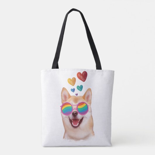 Shiba Inu Dog met Hearts Valentijnsdag Draagtas (Achterkant)