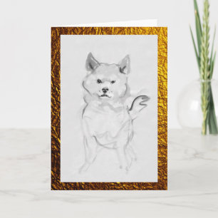 Shiba Inu Dog Portrait Pet Ink Wash Painting card Kaart