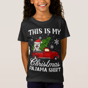 Shiba Inu Dog Rood vrachtwagen met kerstboom T-shirt
