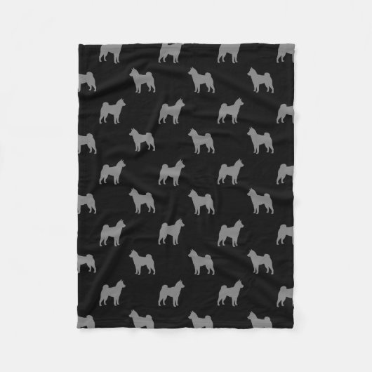 Shiba Inu Dog Silhouettes Pattern Grey and Black Fleece Deken (Voorkant)
