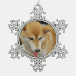 Shiba Inu Dog Tin Sneeuwvlok Ornament