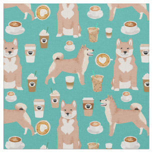 shiba inu dog turquoise stof
