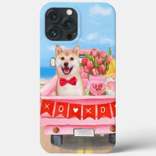 Shiba Inu Dog Valentijnsdag Truck Hearts iPhone 13 Pro Max Hoesje