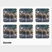 Shiba Inu Dogs Christmas Snow Holiday Vierkante Sticker (Vel)