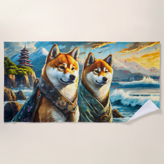 Shiba Inu door het kustontwerp van Rich AMeN Gill Strandlaken