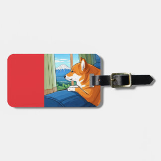 Shiba Inu en Mt Fuji bagagelabel