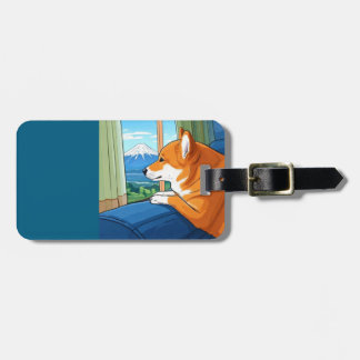 Shiba Inu en Mt Fuji bagagelabel