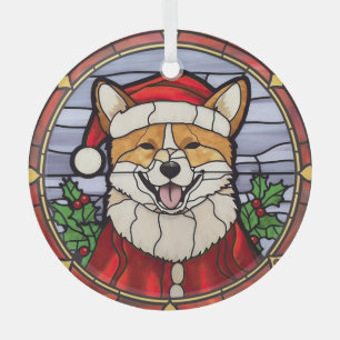 Shiba Inu Gebrandschilderd Glas Kerstmis Ornament