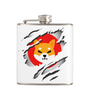 Shiba Inu Gescheurde Afbeelding en Logo Fles Heupfles