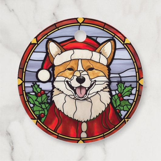 Shiba Inu Glas in lood Kerst Bedankjes Labels (Achterkant)