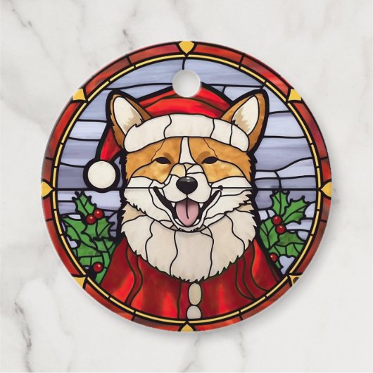 Shiba Inu Glas in lood Kerst Bedankjes Labels (Voorkant)