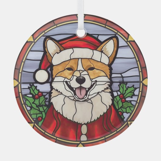 Shiba Inu Glas in lood Kerst Glas Ornament (Voorkant)