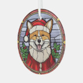Shiba Inu Glas in lood Kerst Glas Ornament (Voorkant links)