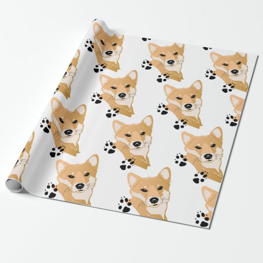 Shiba Inu Head Cadeaupapier (Uitgerold)