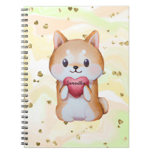 Shiba Inu Holding A Heart Notitieboek
