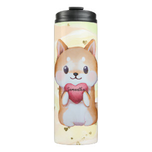 Shiba Inu Holding A Heart Thermosbeker