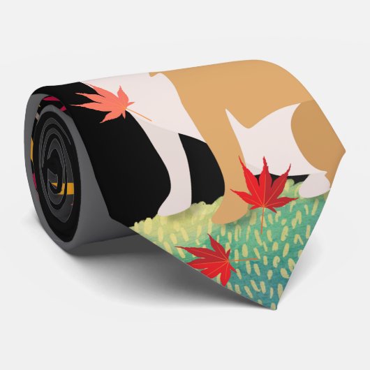 SHIBA INU hommes cravate automne Mt Fuji (Roulé)