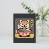 Shiba Inu-hond eet Ramen  Feestdagenkaart (Staand voorkant)
