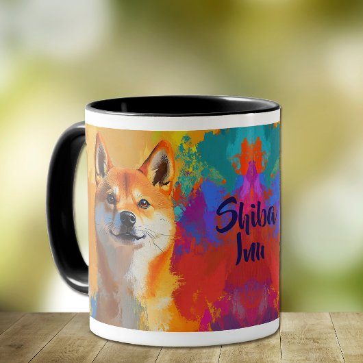 Shiba Inu hond impressionistische verf Mok