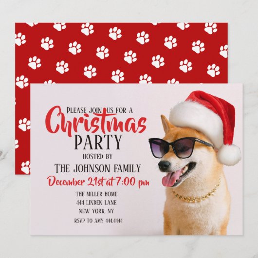 Shiba Inu-hond in de rode petten van Santa Claus Kaart (Voorkant / Achterkant)