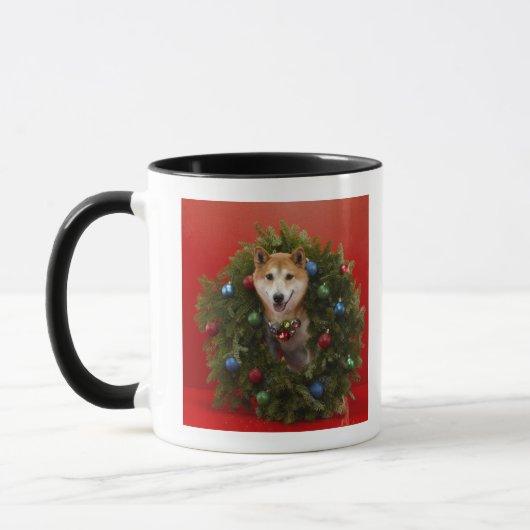 Shiba Inu-hond in kerstmis Mok (Links)