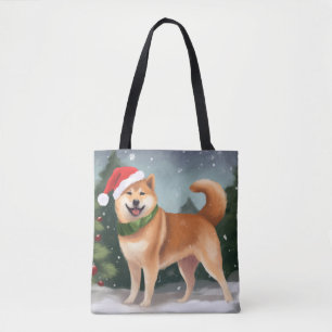 Shiba Inu-hond in Sneeuw Kerstmis Draagtas